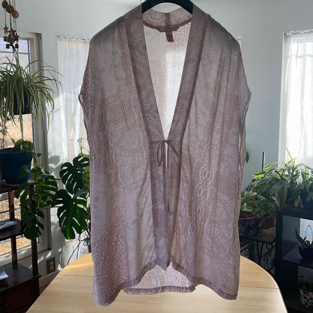 VICTORIA SECRET. O/S Soft Light Robe String Tie in Front Pale Pink & Blue Ivory